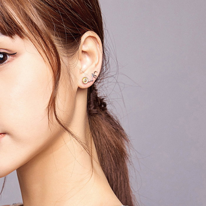 Cercei argint cu floarea soarelui si zirconiu [3]