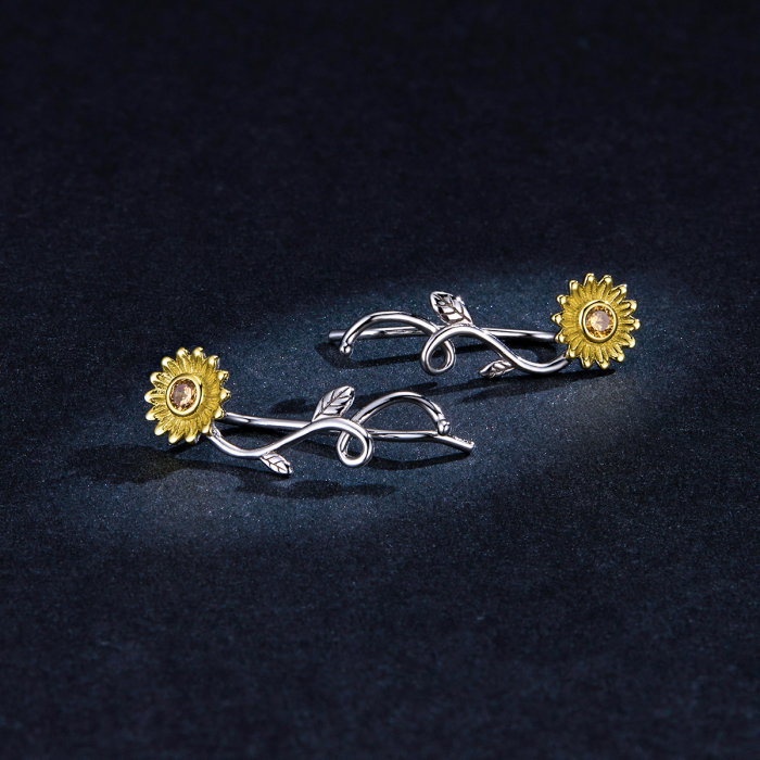 Cercei argint cu floarea soarelui si zirconiu [5]