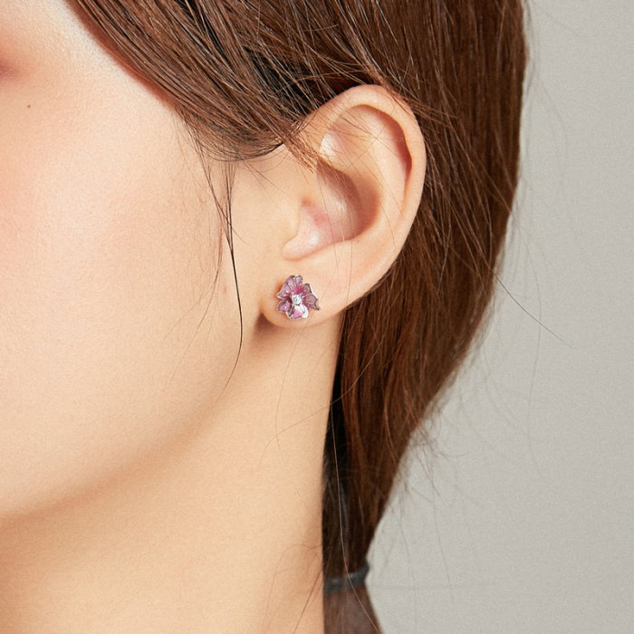 Cercei argint cu flori roz [2]