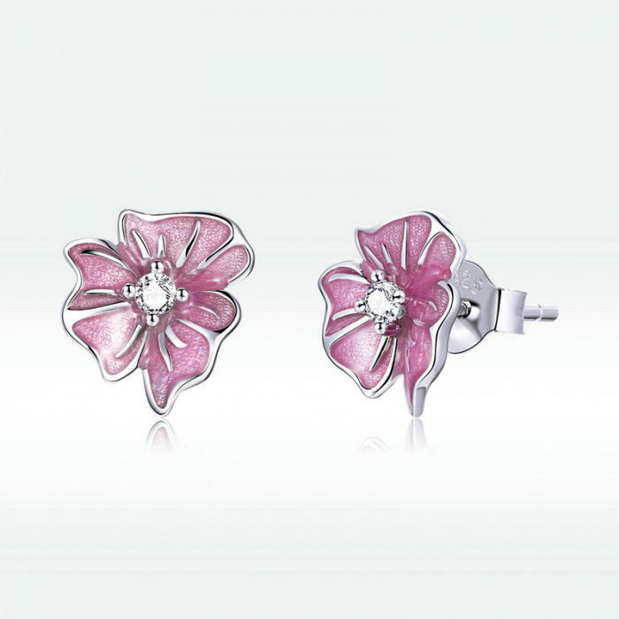 Cercei argint cu flori roz [9]