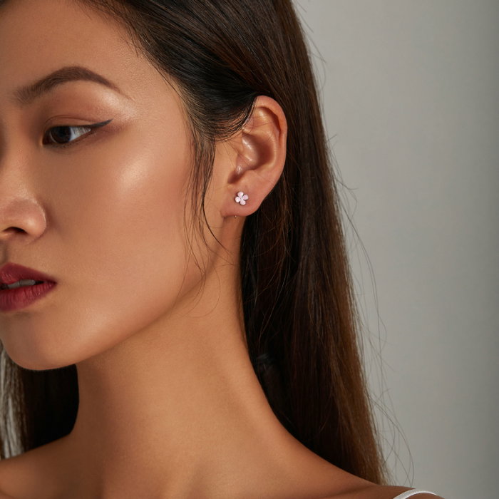 Cercei argint cu flori roz [4]