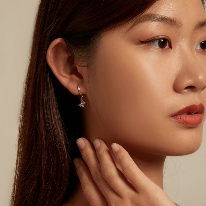 Cercei argint cu fluturasi colorati [2]