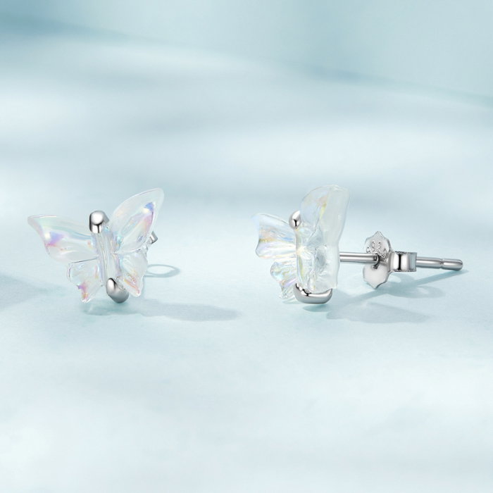 Cercei argint cu fluturasi colorati [4]