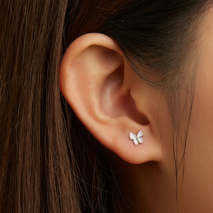 Cercei argint cu fluturasi roz [6]