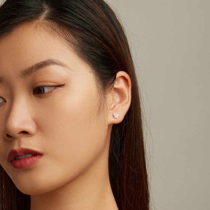 Cercei argint cu fluturasi roz [4]