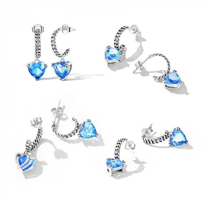 Cercei argint cu inimioare albastre [8]