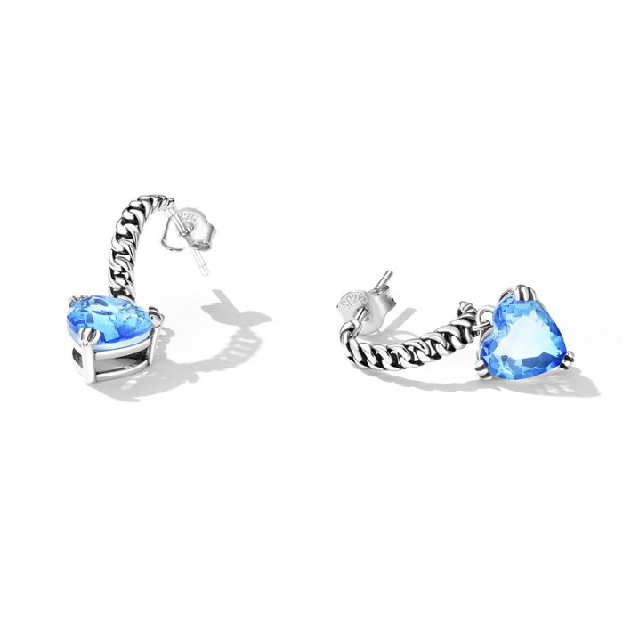 Cercei argint cu inimioare albastre [3]