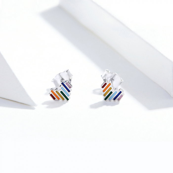 Cercei argint cu inimioare si curcubeu [7]