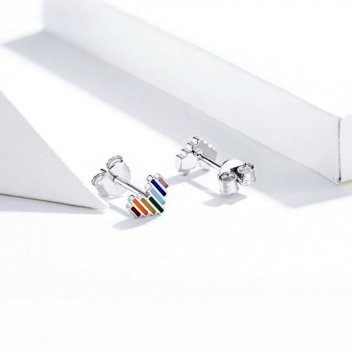 Cercei argint cu inimioare si curcubeu [5]