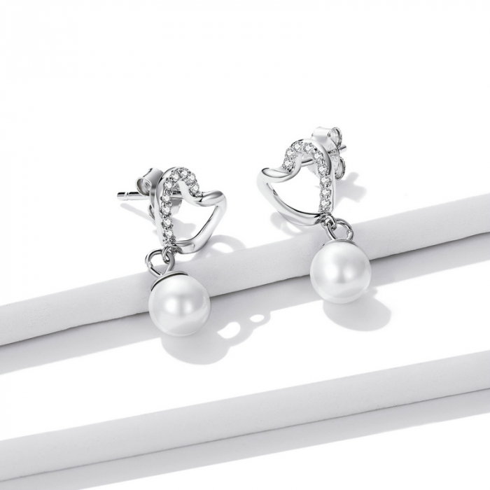 Cercei argint cu inimioare si perle [6]