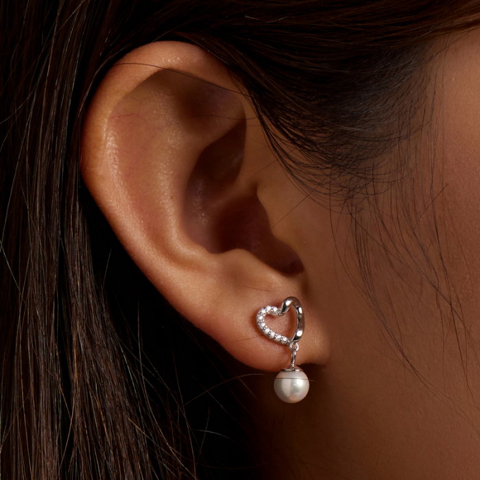 Cercei argint cu inimioare si perle [2]