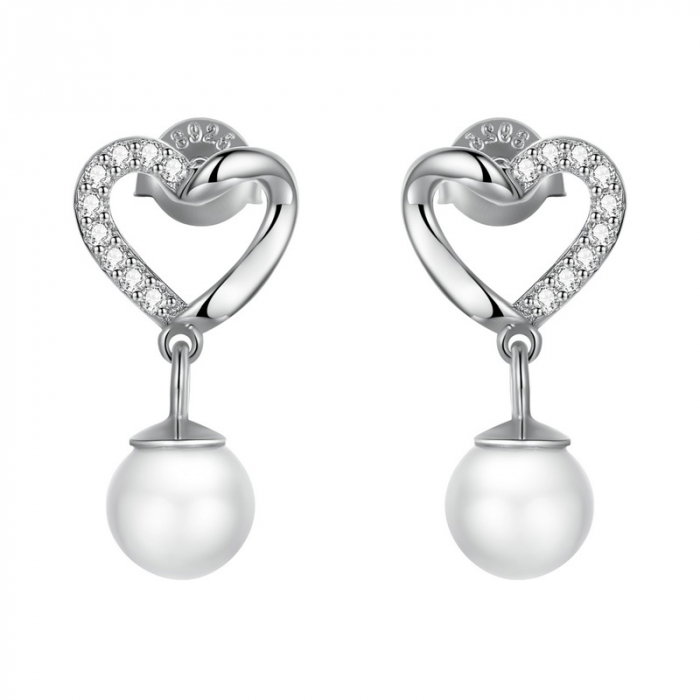 Cercei argint cu inimioare si perle [1]