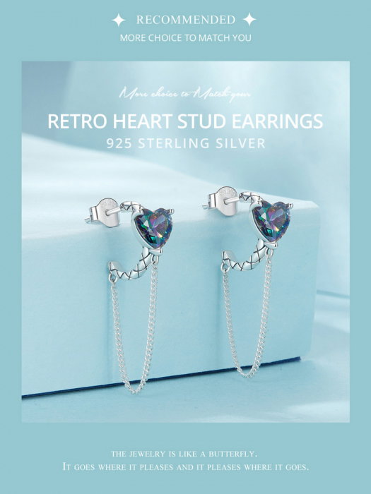 Cercei argint cu lant si inimioare [17]