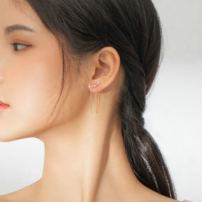 Cercei argint cu lant si stelute [2]