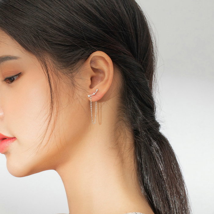 Cercei argint cu lant si stelute [4]