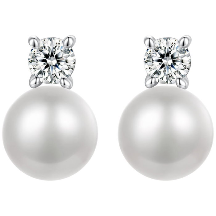 Cercei argint cu perle naturale si moissanite [6]