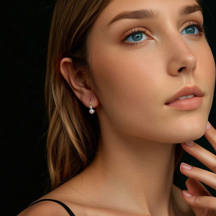 Cercei argint cu perle si Moissanit [7]