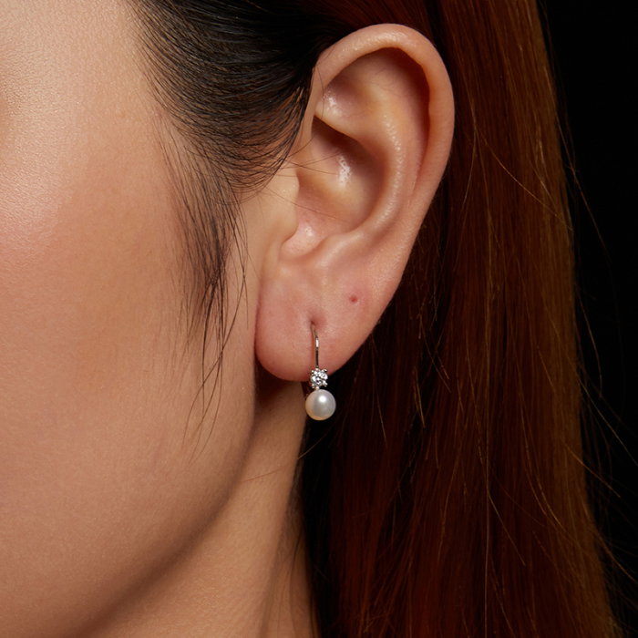 Cercei argint cu perle si Moissanit [9]