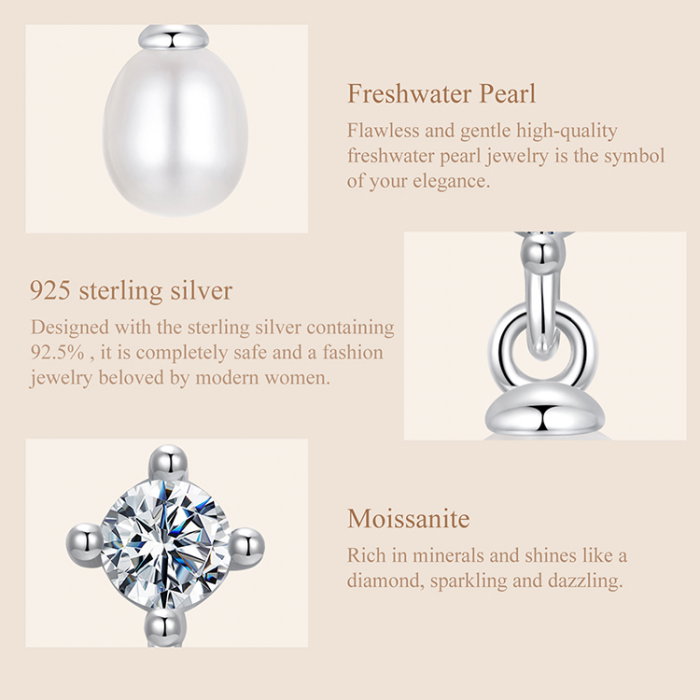 Cercei argint cu perle naturale si Moissanit [11]