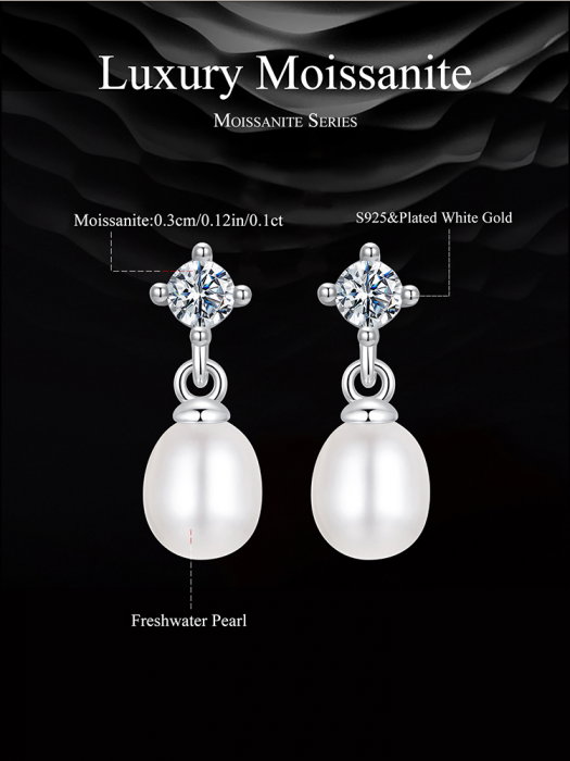 Cercei argint cu perle naturale si Moissanit [16]