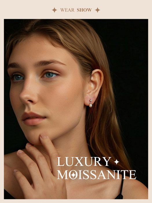 Cercei argint cu perle naturale si Moissanit [13]