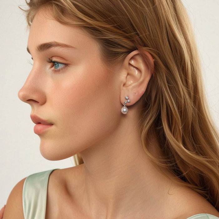 Cercei argint cu perle si zirconii [8]