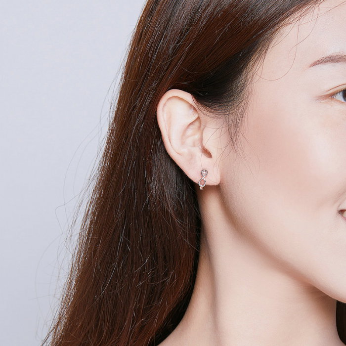 Cercei argint cu simbolul infinitului placati cu rodiu [2]