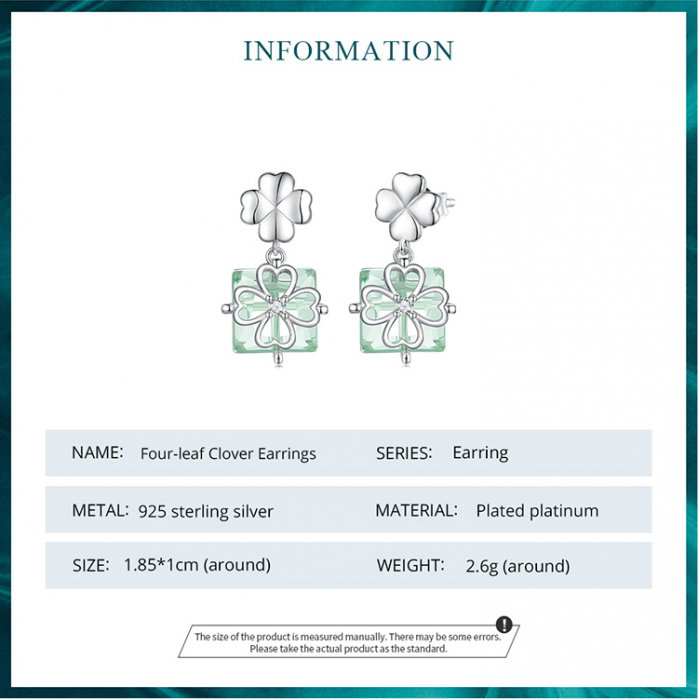 Cercei argint cu trifoi cu patru foi si cristale [8]