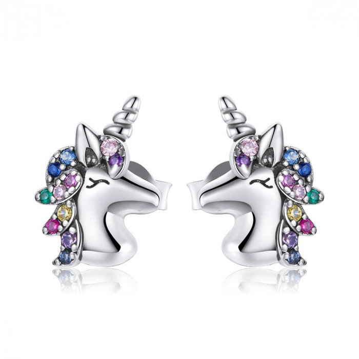 Cercei argint cu unicorn multicolor [6]