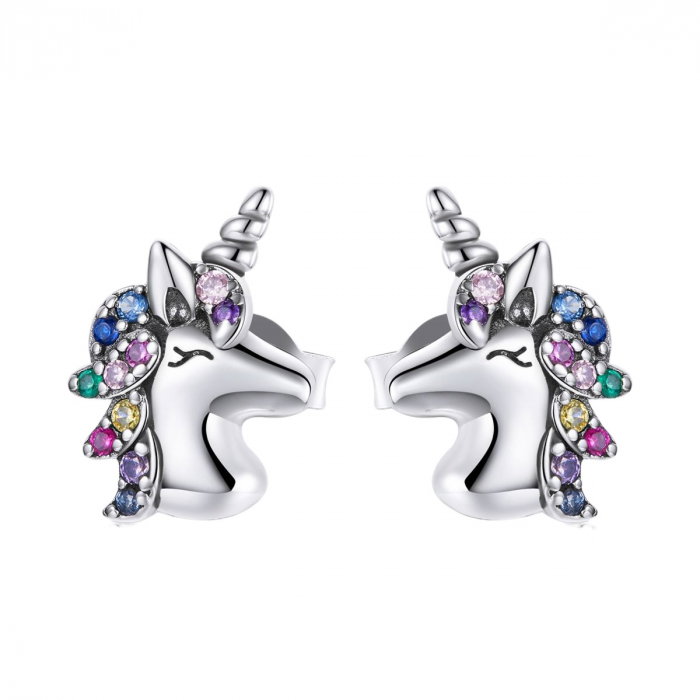 Cercei argint cu unicorn multicolor [1]