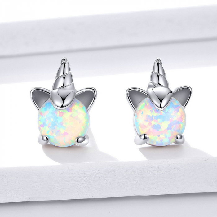 Cercei argint cu unicorn si opal [5]
