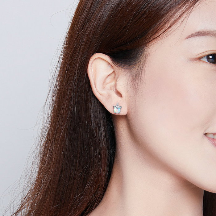 Cercei argint cu unicorn si opal [6]