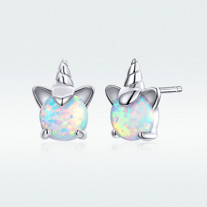 Cercei argint cu unicorn si opal [8]