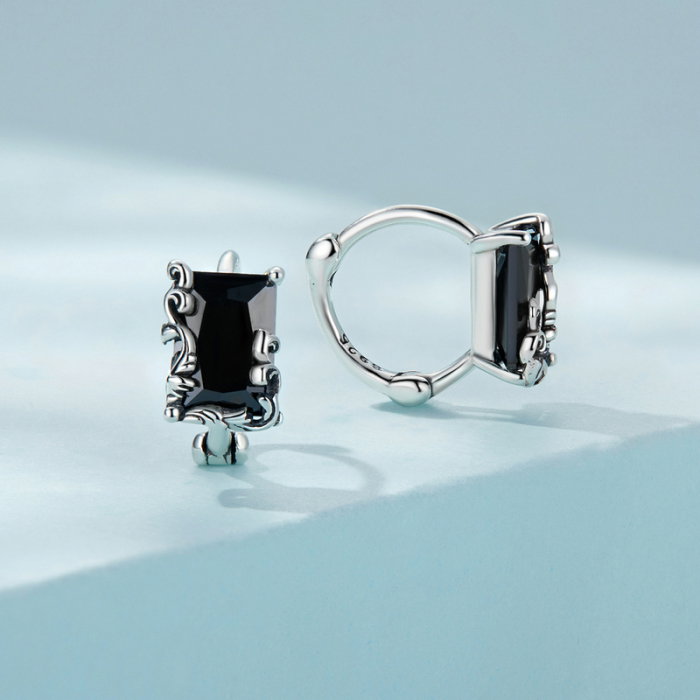 Cercei argint cu zirconii negre [5]