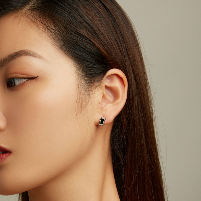 Cercei argint cu zirconii negre [2]