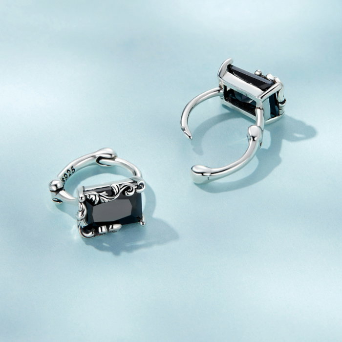 Cercei argint cu zirconii negre [3]