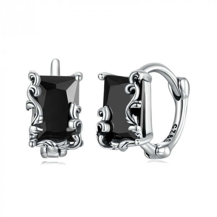 Cercei argint cu zirconii negre [1]