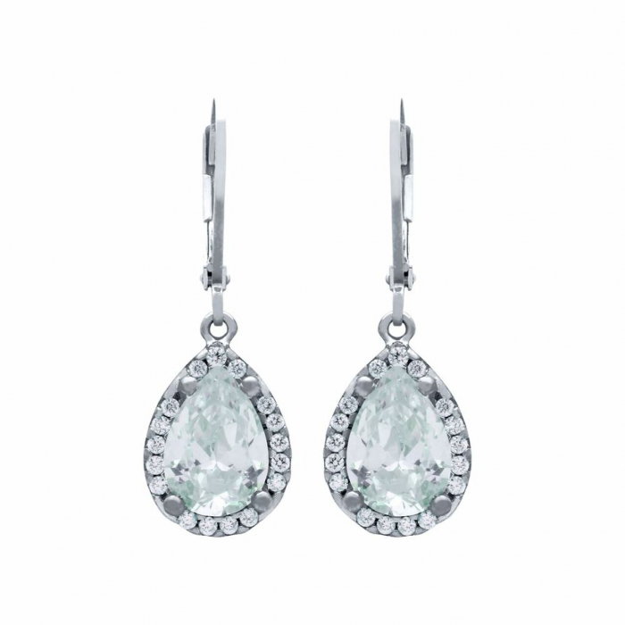 Cercei argint cu zirconii picatura, placati cu rodiu [2]