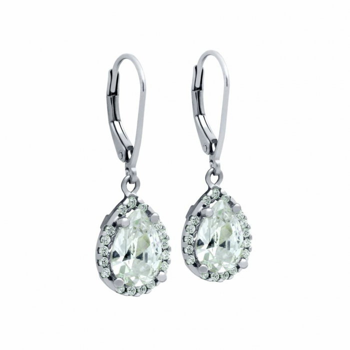 Cercei argint cu zirconii picatura, placati cu rodiu [1]