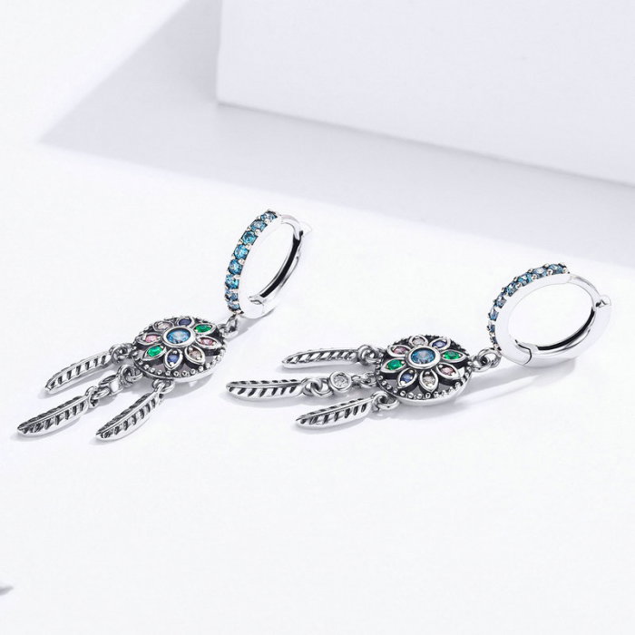 Cercei argint Dreamcatcher cu zirconii multicolore [5]