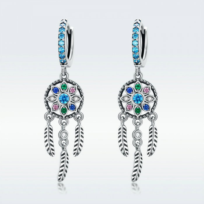 Cercei argint Dreamcatcher cu zirconii multicolore [2]