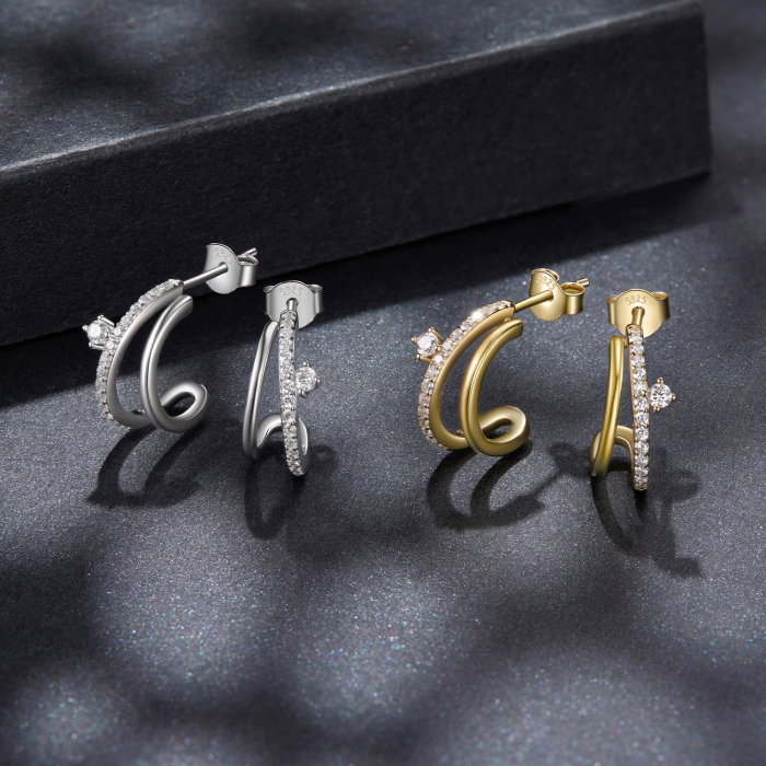 Cercei argint dubli cu Moissanit si Zirconii [13]