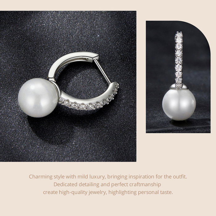 Cercei argint eleganti cu perle si Moissanit [14]