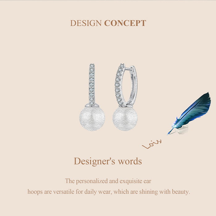 Cercei argint eleganti cu perle si Moissanit [10]