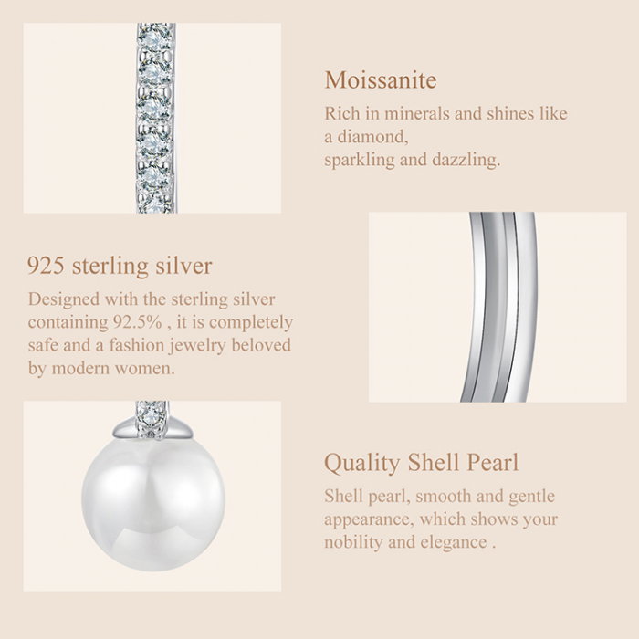 Cercei argint eleganti cu perle si Moissanit [13]