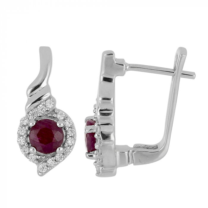Cercei argint eleganti cu rubin si zirconii - EVA0055 [2]