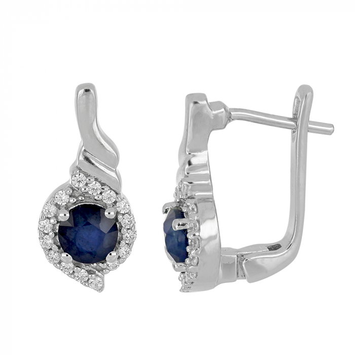 Cercei argint eleganti cu safir si zirconii - EVA0053 [2]