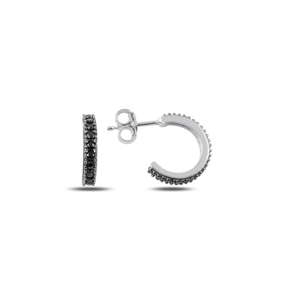 Cercei argint Eternity placati cu rodiu, cu zirconii negre - ETU0156 [1]
