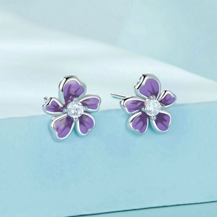 Cercei argint floare mov [6]