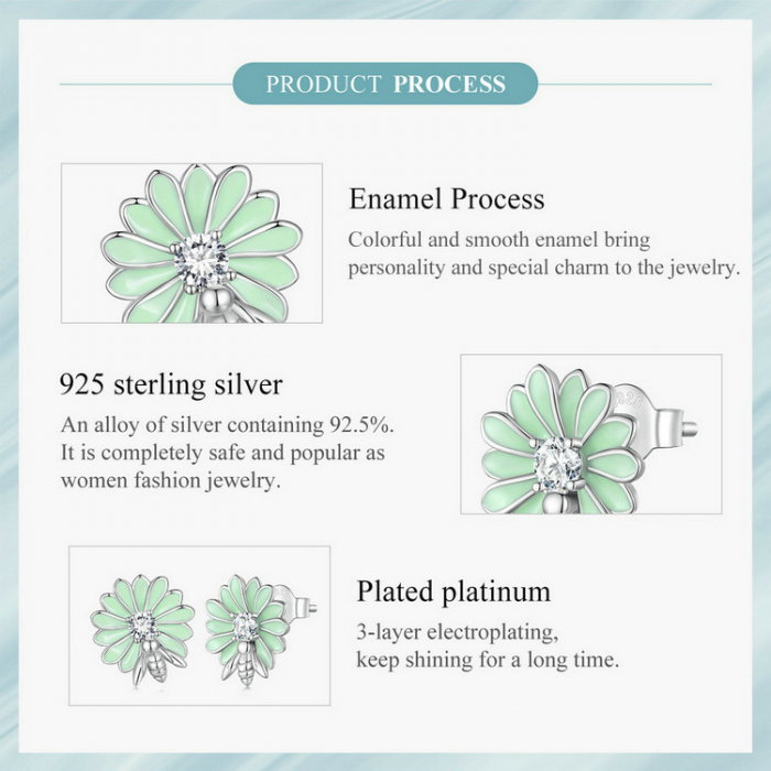 Cercei argint floare si albinuta [14]